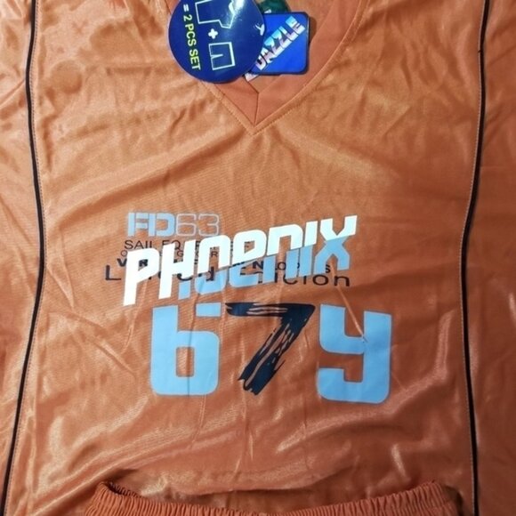 Urban Spirit Men's 2pc Track Shorts and Top Suit Size L Orange - Picture 2 of 5